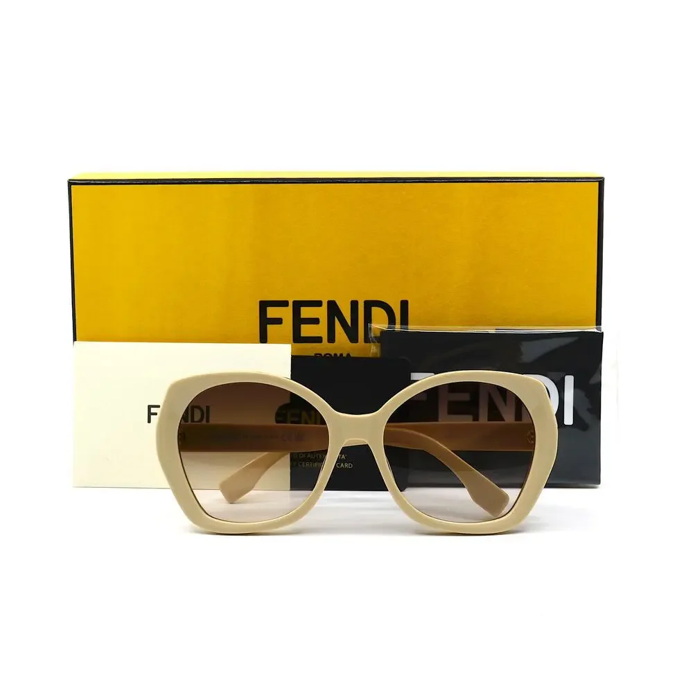 NEW FENDI FE40112I 57F SHINY BEIGE BROWN GRADIENT AUTHENTIC SUNGLASSES - Picture 5 of 12